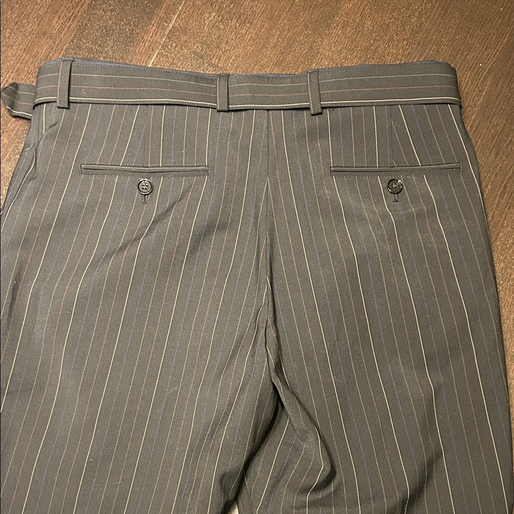 Men's Black Pinstripe Pants - Picture 3 of 4
